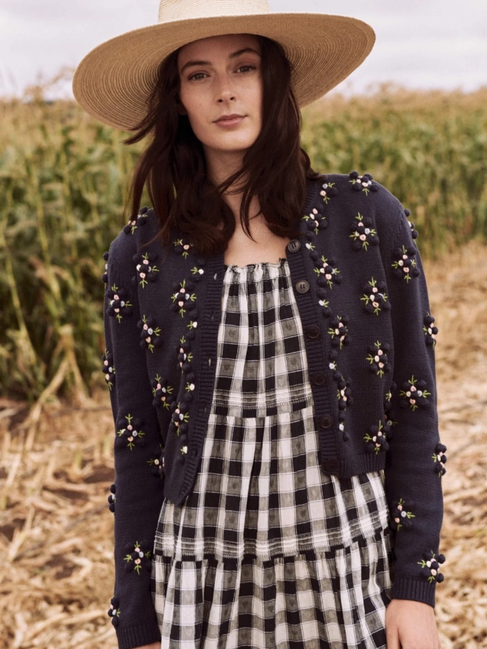 The Great. The Petal Bubble Cardigan in Navy Sky Size (1) S